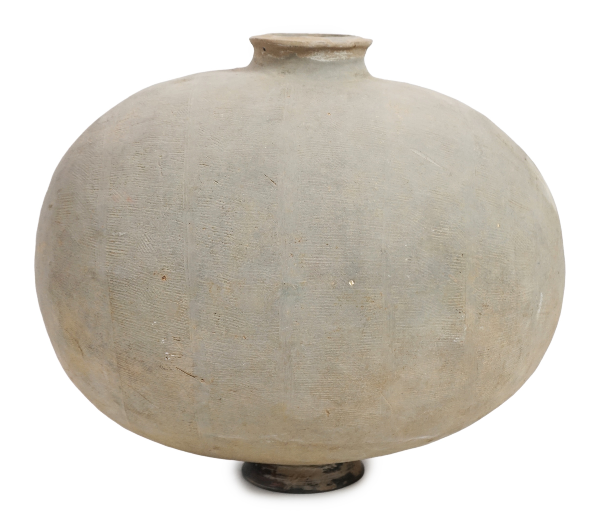 A very rare large Chinese pottery cocoon / listening jar, Qin Dynasty (221 - 206 BC) or possibly Warring States period (475-221 BC)